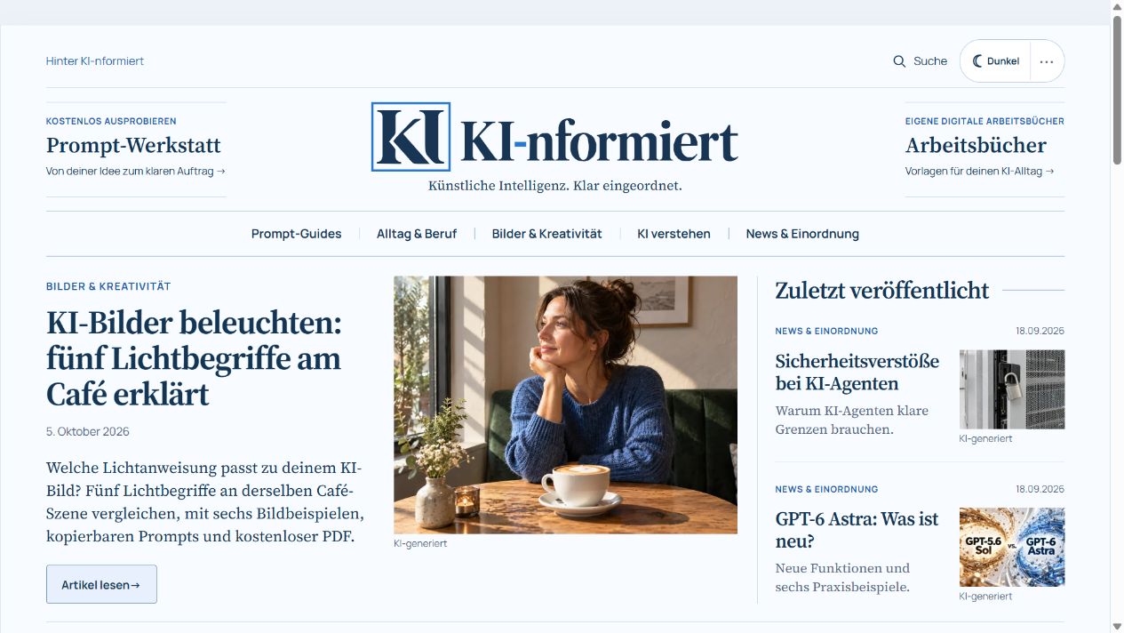 Original-Startseite von KI-nformiert vom 6. Oktober 2026